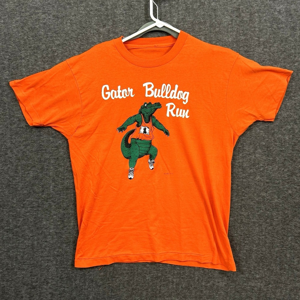 Vtg Gator‎ Bulldog 5K River Run Shirt L/XL USA Jacksonville Florida Rare UF READ